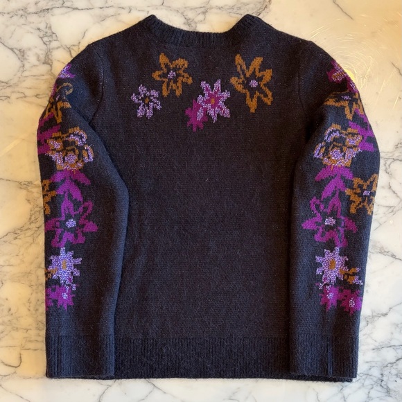 EUC & OTHER STORIES Floral Jacquard Sweater Metallic Thread Detail M Plum Purple - Picture 9 of 16
